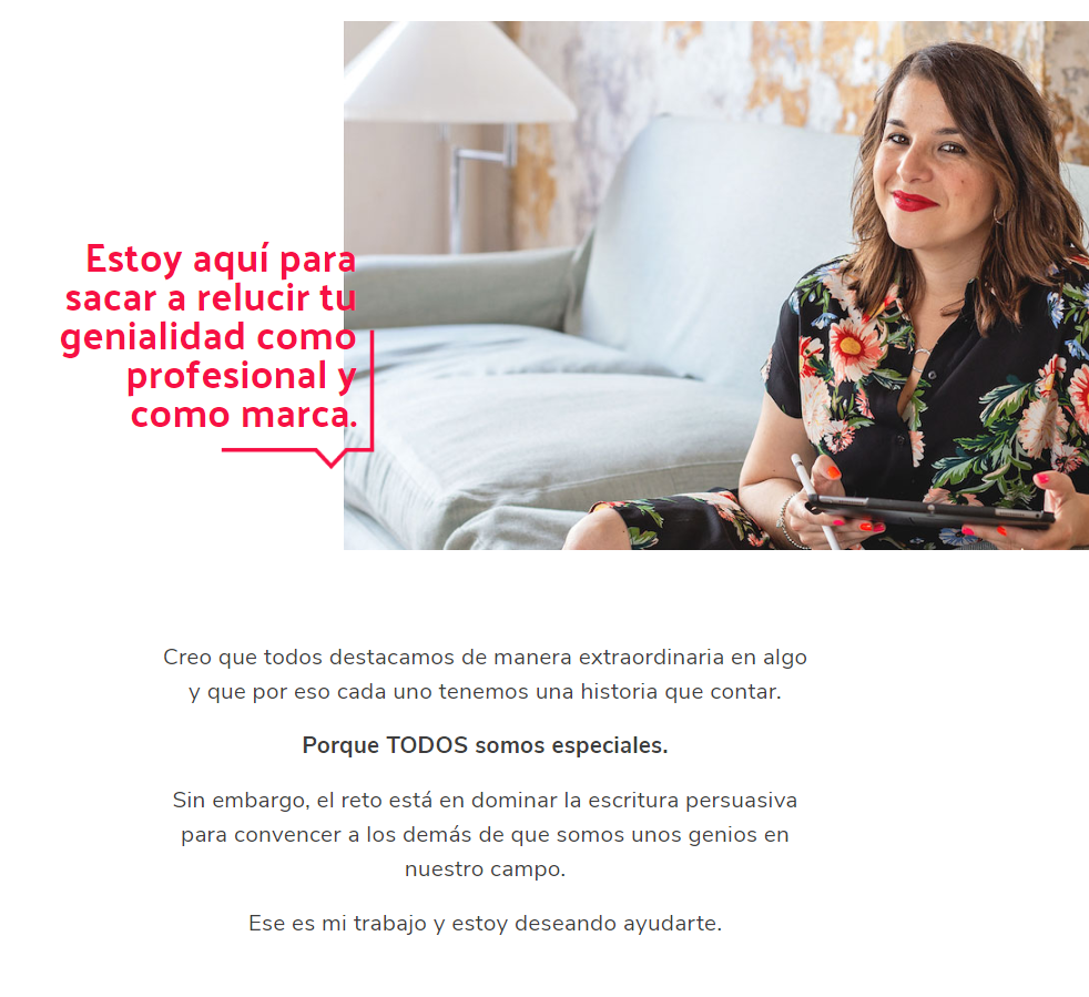 claves para escribir la página Sobre mí ejemplo