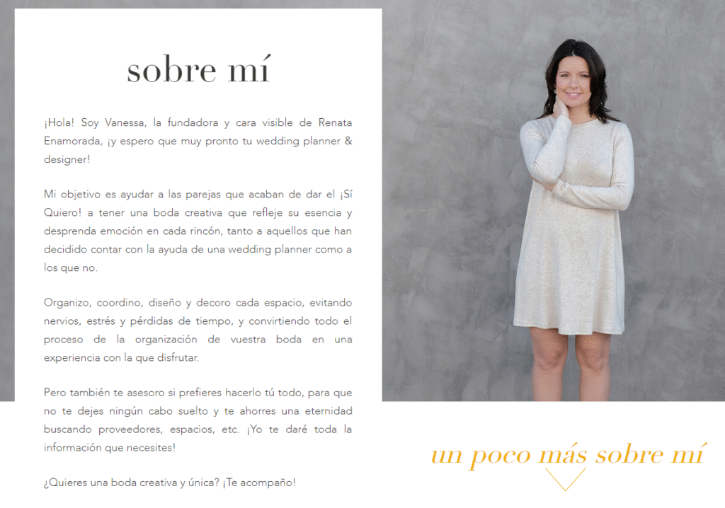 claves para escribir la página Sobre mí ejemplo