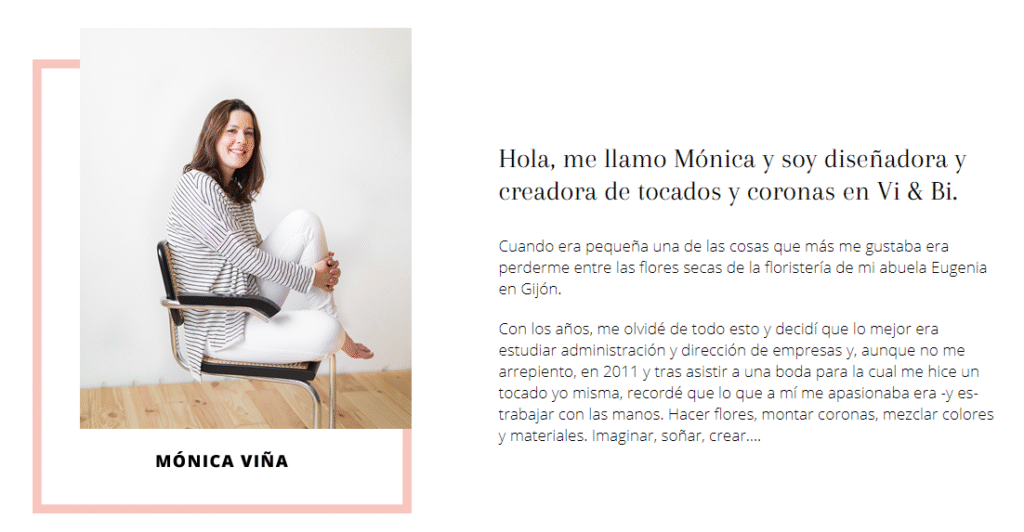 claves para escribir la página Sobre mí ejemplo